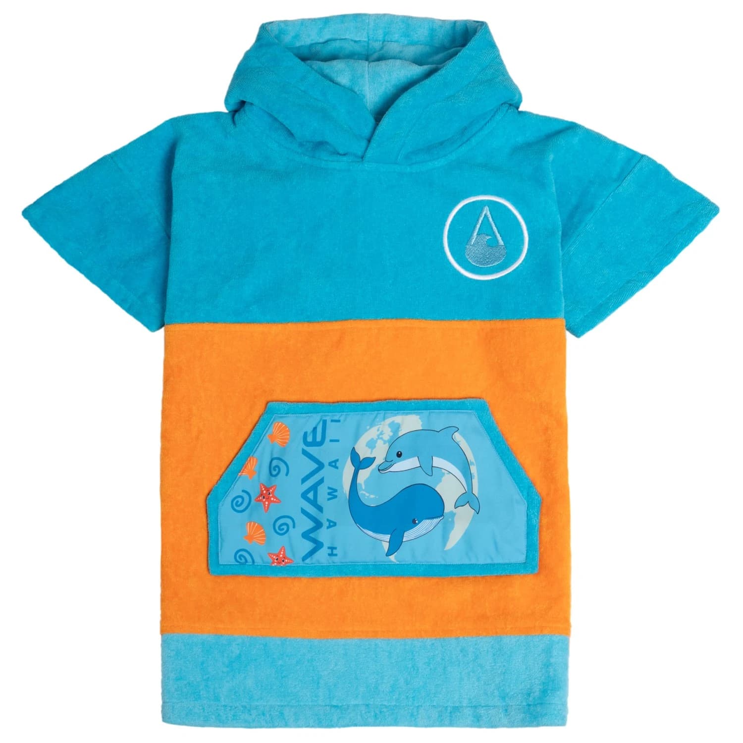 Детско пончо за сърф Wave hawaii Kid's Ponchini Keiko Surf poncho - Blau / Orange