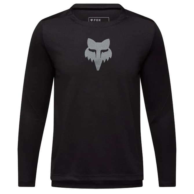 Детска фланелка с дълъг ръкав за колоездене FOX Racing Kid's Ranger L/S Jersey Fox Head Cycling jersey - Black
