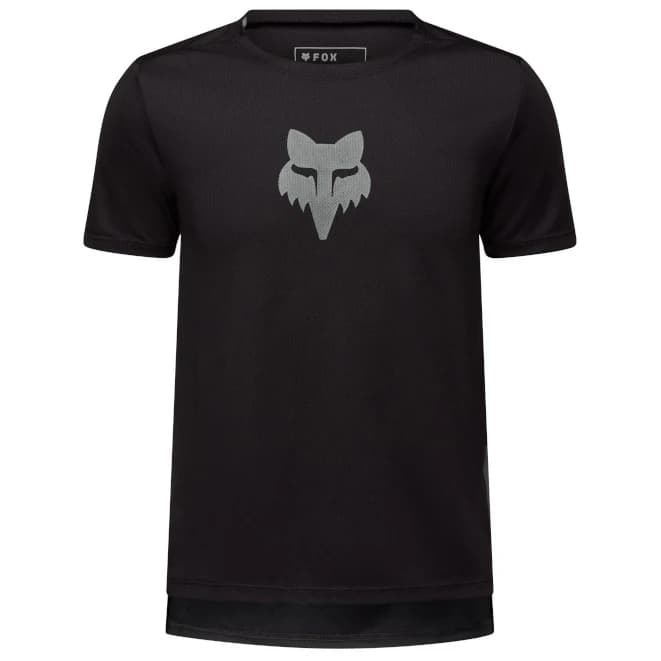 Детска фланелка с къс ръкав за колоездене FOX Racing Kid's Ranger S/S Jersey Fox Head Cycling jersey - Black