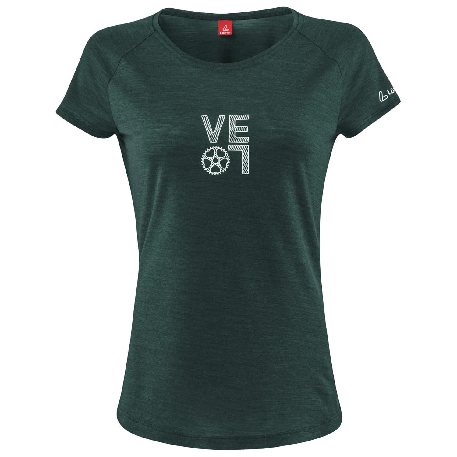 Дамска мериносова блуза Löffler Women's Printshirt Velo Merino-Tencel Merino shirt - Forest