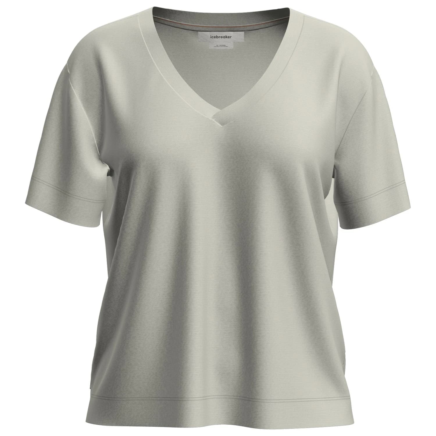 Дамска мериносова блуза Icebreaker Women's Merino 150 Tech Lite S/S Relaxed V-Neck Merino shirt - Ecru Heather