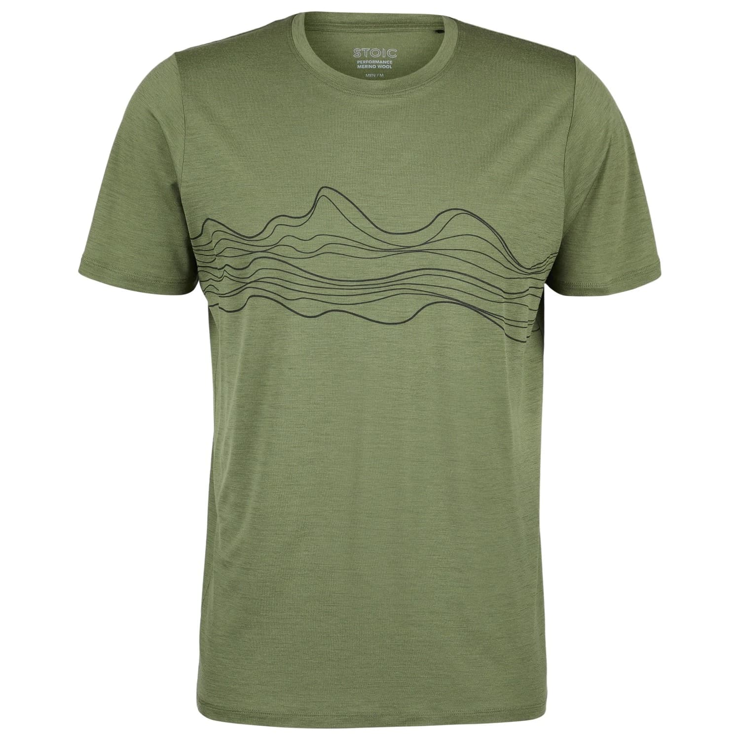 Мъжка мериносова блуза Stoic Merino155 LaholmSt. Print T-Shirt Lines Merino shirt - Moss Green